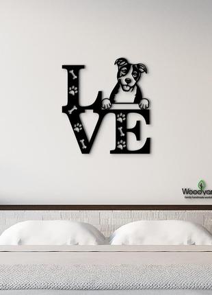 Панно love&paws басенджи 20x23 см - картины и лофт декор из дерева на стену.