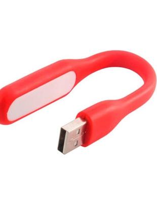 Usb led светильник 6 led 1.2вт гибкая ножка красный