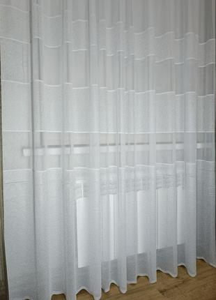 Тюль полоска серая жаккард, мрамор, гардины, шторы, горизонтальная полоска, высота: 2,80м