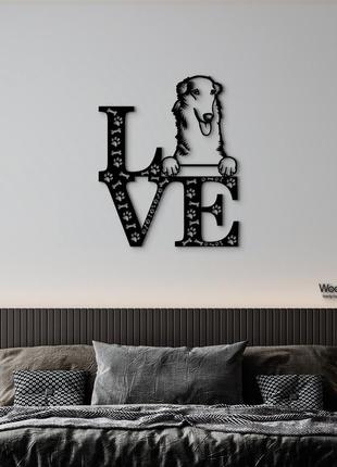 Панно love&bones хорт 20x25 см - картини та лофт декор з дерева на стіну.