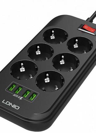 Удлинитель сетевой ldnio se6403 черный 4usb 6 розеток 2м