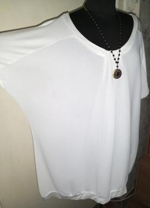 Комбинированная-трикотажная-стрейч,лёгкая,белая блузка,мега батал,турция,miss etam
