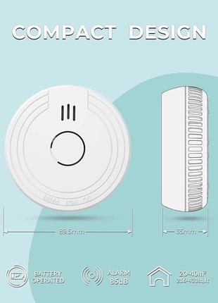 Датчик дыма с сиреной автономные беспроводные ecoey 6 шт белые9 фото