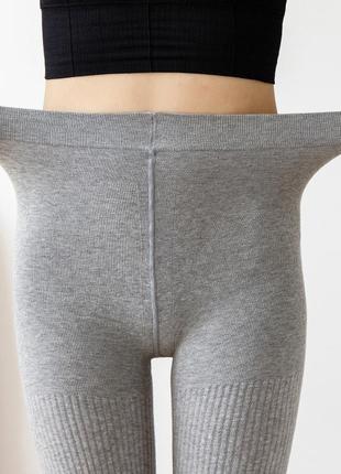 Колготки в рубчик светло-серые 1-2