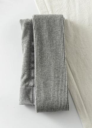 Колготки в рубчик светло-серые 1-2