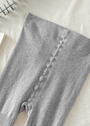 Колготки в рубчик светло-серые 1-2