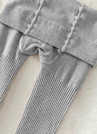 Колготки в рубчик светло-серые 1-2