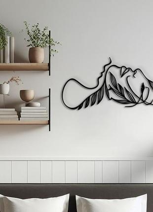 Картина лофт, настінний декор для дому "чуттєвість - дівчина однією лінією", декоративне панно 30x15 см