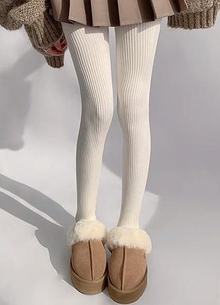 Колготки в рубчик подростковые молочные 140-170 см