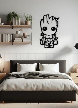 Картина лофт, настенный декор для дома "грут марвел для детей", декоративное панно 25x15 см