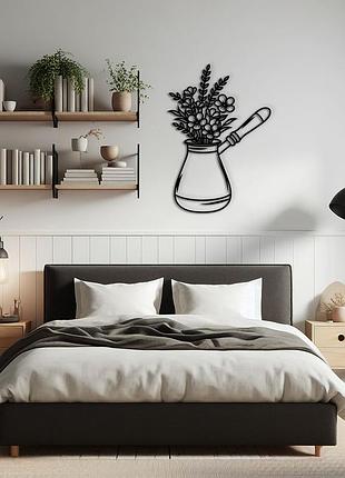 Декоративне панно з дерева, настінний декор для дому "кава в турці", оригінальний...