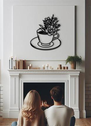 Дерев'яна картина на кухню, декор в кімнату "квіткова кава", мінімалістичний стиль 15x18 см10 фото