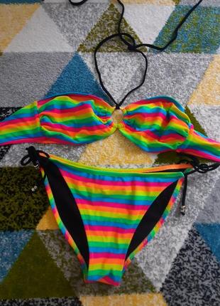 Раздельный яркий разноцветный купальник, xs, s, m6 фото