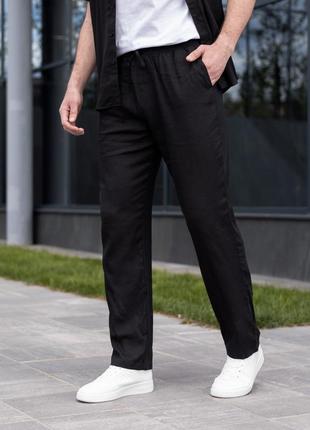 Штани брюки з льону чоловічі жіночі унісекс льон льняні10 фото