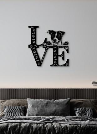 Панно love&bones джек рассел-тер'єр 20x20 см - картини та лофт декор з дерева на стіну.
