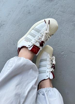 Женские кроссовки adidas superstar white/red2 фото