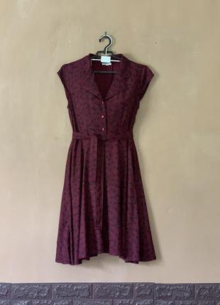 Мила бордова сукня віскоза з ковнірчиком розмір м