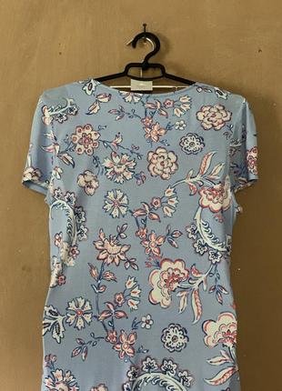 Ніжно голуба сукня квітчаста віскоза плаття розмір м3 фото