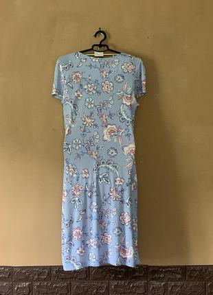 Ніжно голуба сукня квітчаста віскоза плаття розмір м4 фото