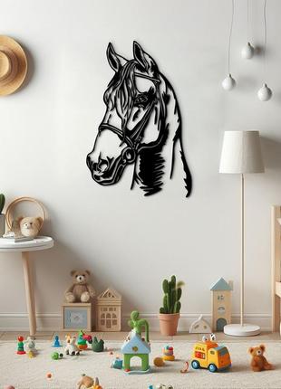 Деревянная картина на стену, декоративное панно из дерева "счастливая лошадь", минималистичный стиль 25x18 см9 фото