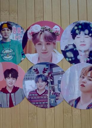 Набір великих стикерів шуга suga мін юнгі bts бтс 6 шт.