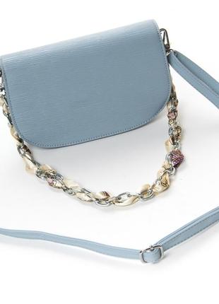 Жіноча стильна блакитна сумка fashion компактна сумка для дівчини сумка штучна шкіра на два відділення3 фото