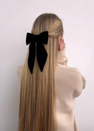 Бант-заколка для волос черного цвета3 фото