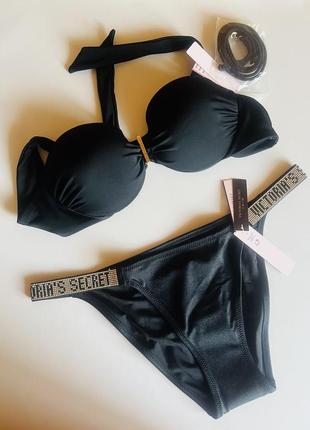 Купальник топ бандо плавки бикины со стразами victoria's secret оригинал