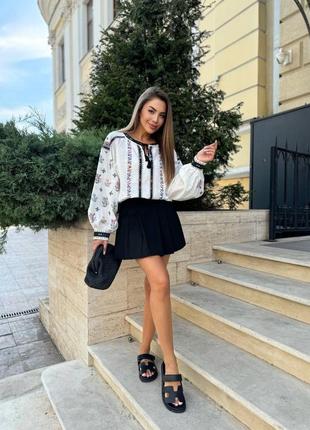 Вышиванка белая с черной вышивкой, вышитая рубашка,блузка,блуза,