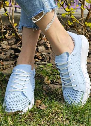 Жіночі шкіряні кросівки на літо 3d-перфорація fish6 фото