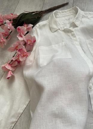 Рубашка белая льняная marks & spencer, 100% лен4 фото