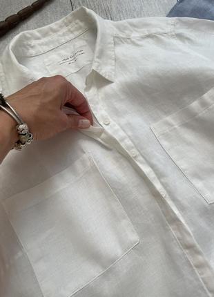 Рубашка белая льняная marks & spencer, 100% лен3 фото