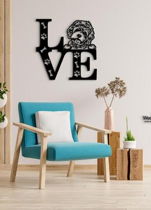 Панно love&paws кавапу 20x20 см - картини та лофт декор з дерева на стіну.