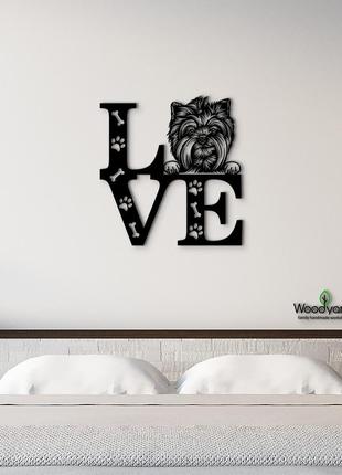 Панно love&paws ши-цу 20x20 см - картини та лофт декор з дерева на стіну.