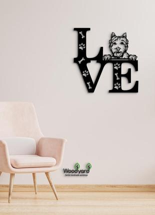 Панно love&paws вест-хайленд-уайт-терьер 20x20 см - картины и лофт декор из дерева на стену.