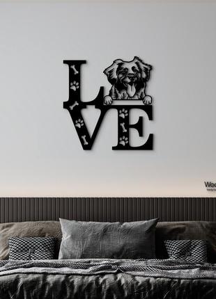 Панно love&paws новошотландський ретривер 20x20 см - картини та лофт декор з дерева на стіну.