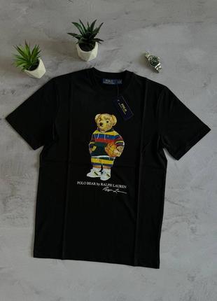 Літня чорна футболка з коротким рукавом palph lauren bear