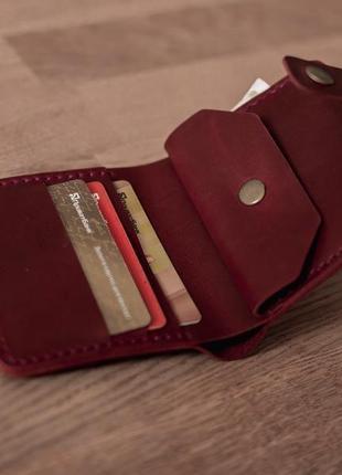 Карманное женское портмоне из винтажной кожи_компактный женский кошелек на кнопке