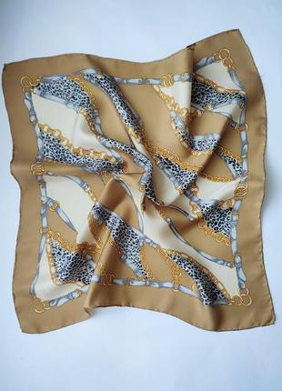 Шелковый шейный платок, 100% шелк, шов роуль италия