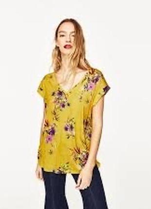 Яркая футболка цветочный принт zara2 фото