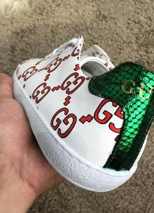 Кроссовки gucci ace sneaker with gg print white3 фото