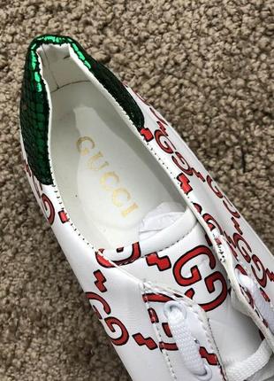 Кроссовки gucci ace sneaker with gg print white7 фото