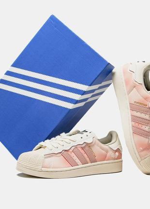 Кроссовки adidas superstar cappuccino pink розовые женские / мужские10 фото