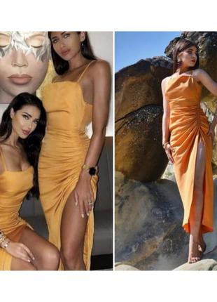 Льняное платье макси на бретельках zara платье в болевом стиле платье в виде оранжевое пла...