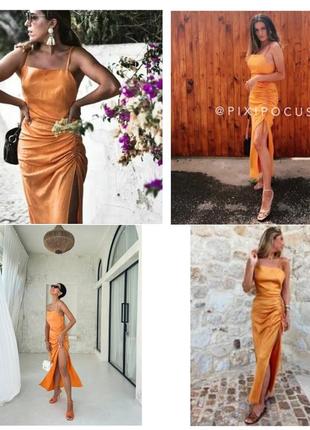 Льняное платье макси на бретельках zara платье в болевом стиле платье в виде оранжевое пла...