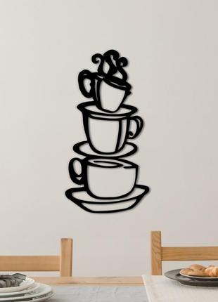 Сучасна картина на кухню, дерев'яний декор для дому "добра кава ", декоративне панно 25x13 см