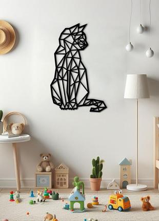 Декор для кімнати, сучасна картина на стіну "геометричний кіт", декоративне панно 25x15 см9 фото