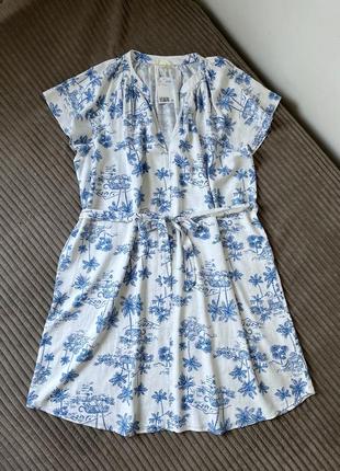 Льняное платье свободного кроя оверсайз h&m