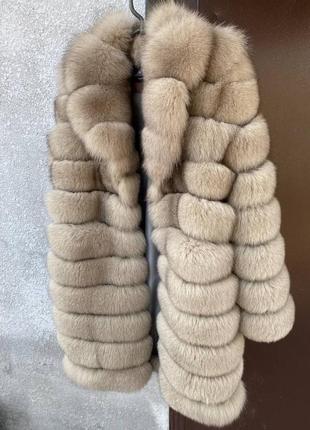 Шуба песцева натуральна довга з фінського песця в забарвленні світлий соболь. розміри з 42 до 60