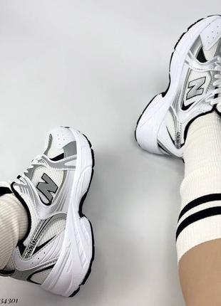 ▪️женские кроссовки new balance нью беланс 530 новые спортивные белые вставки серые серебро кожаные(эко кожа-текстиль)легкие удобные весна осень лето2 фото